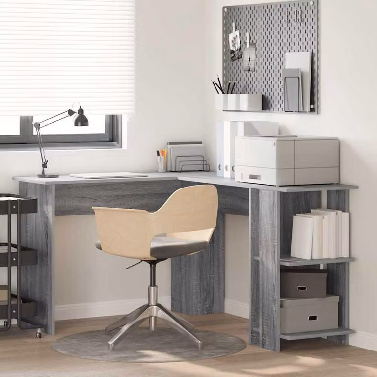 Maison Exclusive - Scrivania angolare in legno impiallacciato effetto Sonoma grigio