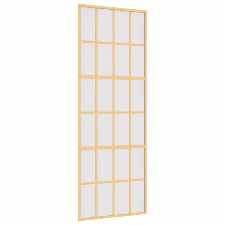 Porta Scorrevole Dorata 76x205 Vetro Smerigliato ESG Alluminio