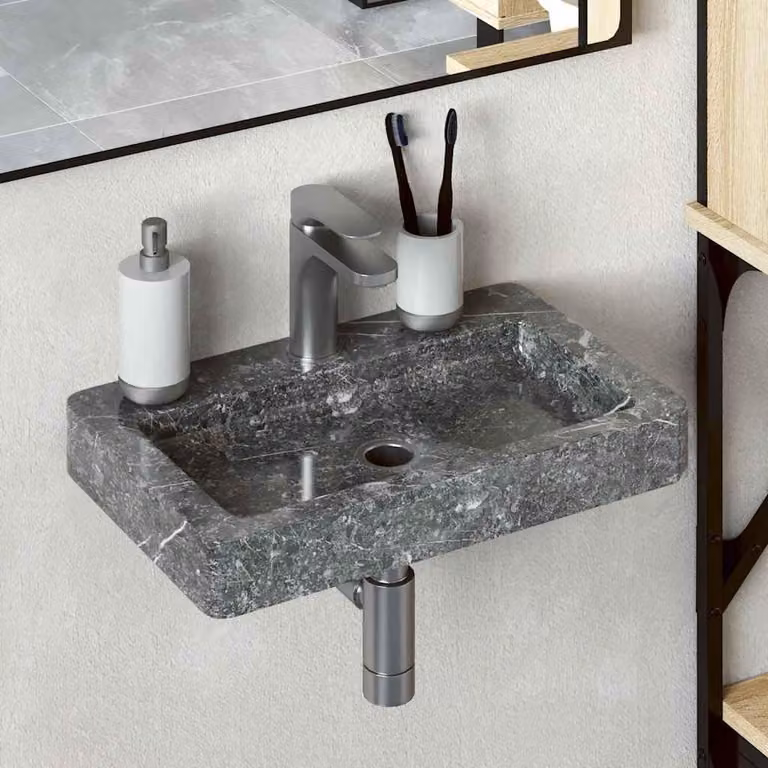 Lavabo da parete in marmo, realizzato a mano, per il bagno