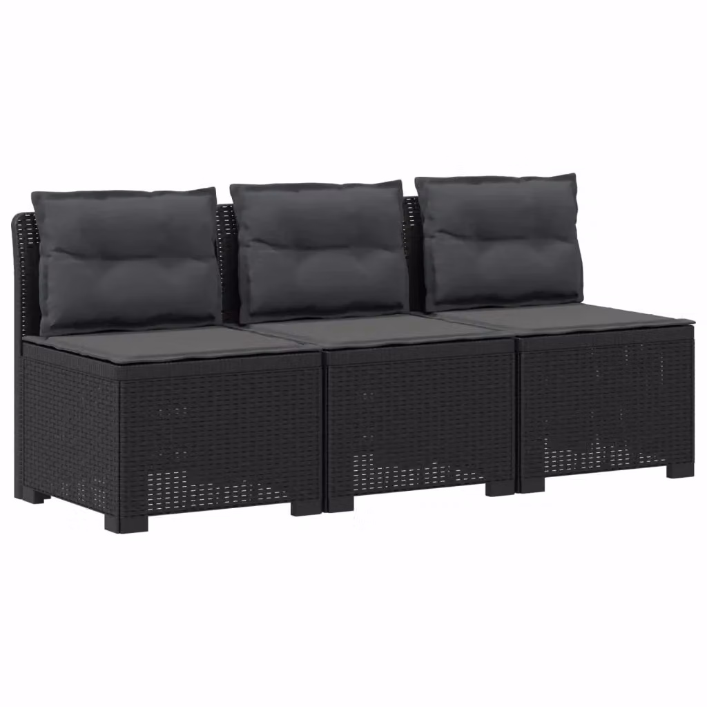 Divano da giardino a 3 posti vidaXL in look rattan color antracite con cuscini inclusi e rivestimenti rimovibili – 2