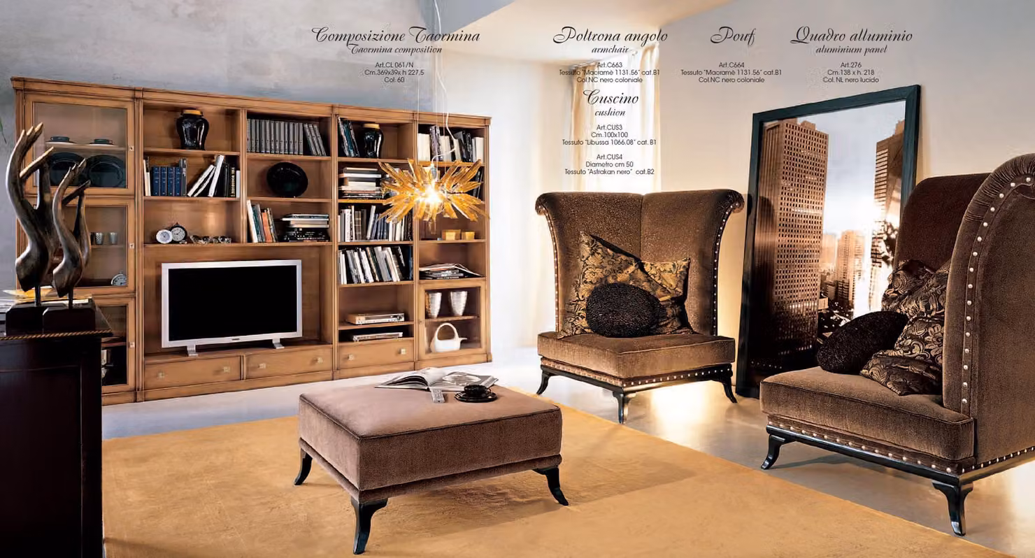 Luxus Set 3tlg. Design 2x Sessel Hocker Holz Wohnzimmerset Möbel Sofa Couch