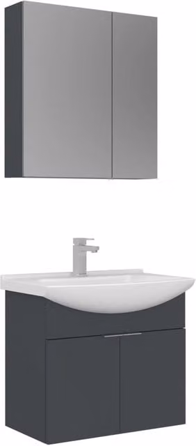 Set mobile lavabo con specchio (2 pezzi) "Purus 65" - 65 x 50 x 58 cm - Antracite opaco