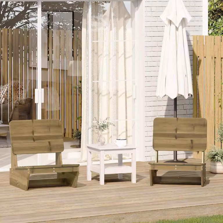 Set di 2 sedie da giardino vidaXL in legno di pino impregnato marrone, L: 60 cm, P: 64 cm, H: 70,5 cm