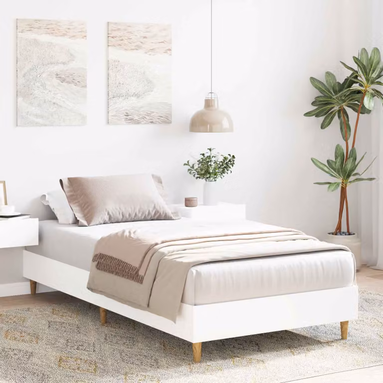 Struttura del letto moderna vidaXL in legno ingegnerizzato bianco L/P/H: 200 x 80 x 83 cm