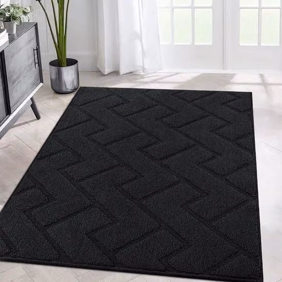 Tappeto lavabile Bricobravo in tessuto nero con superficie antiscivolo, L 80 cm x P 120 cm