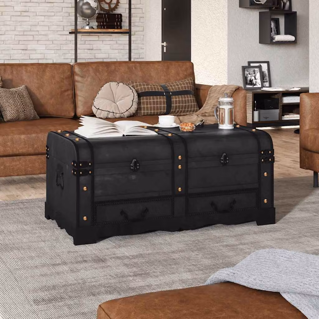 vidaXL Baule del Tesoro in Legno Grande Nero – 1