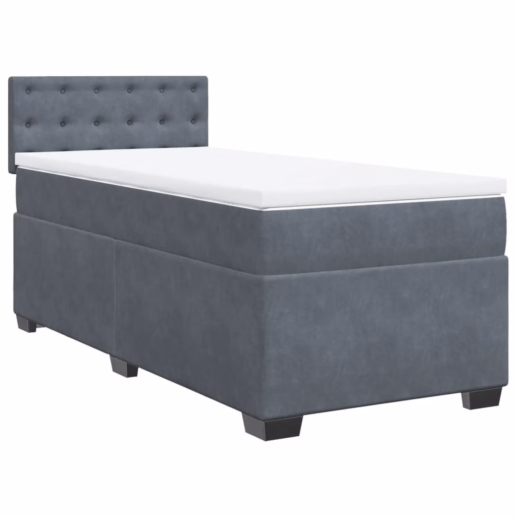 Giroletto a Molle con Materasso Grigio Scuro 90x200 cm Velluto