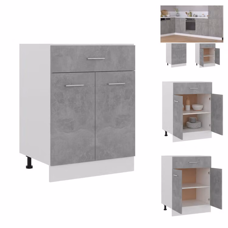 vidaXL Cassettiera grigio cemento 60x46x81,5 cm materiale legno - Mobili da cucina