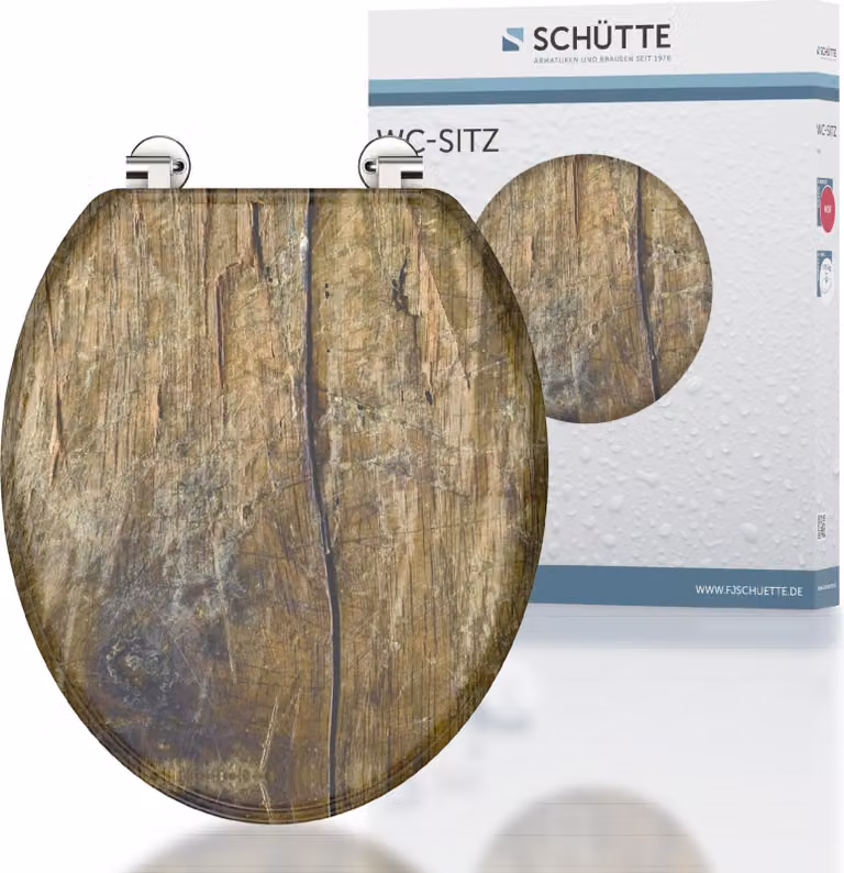 Sedile per WC SCHÜTTE MDF LEGNO SOLIDO, coperchio per WC con chiusura ammortizzata, sedile per WC con anima in legno