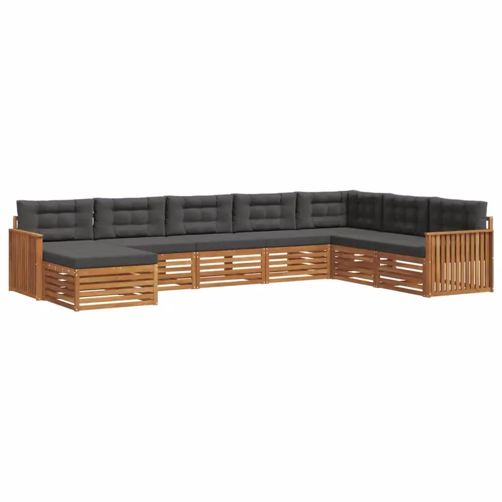 Set di divani da esterno a L vidaXL in legno di acacia con 8 pezzi, beige e antracite – 2