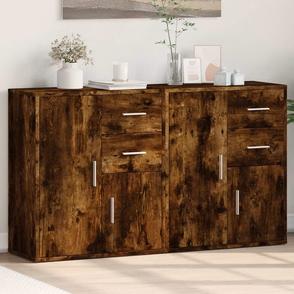 Set di 2 credenze vidaXL in legno Rovere Fumo marrone, L 60 cm x P 31 cm x H 70 cm – 1
