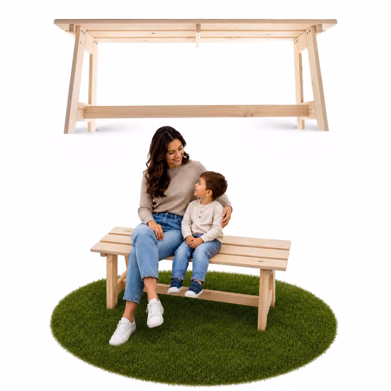 Panchina da parco in legno KADAX senza schienale 119 cm, solida panchina da giardino