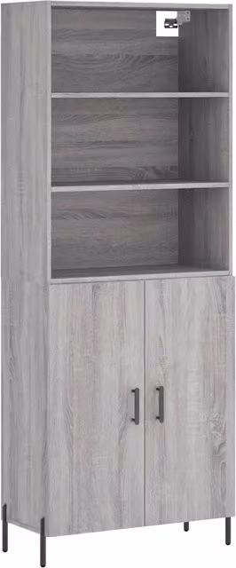Credenza Buffet da pranzo moderna in legno multistrato Grigio Sonoma L: 69,5 cm, P: 34 cm, H: 180 cm – 1