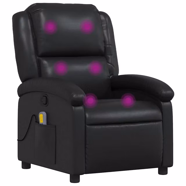 Poltrona Massaggiante | Sedia Relax Reclinabile Nera in Similpelle