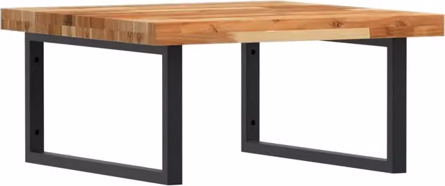 Ripiano a parete per lavabo DESIGN IN in legno di acacia oliato e metallo nero, L: 60 cm, P: 3 cm, H: 4 cm