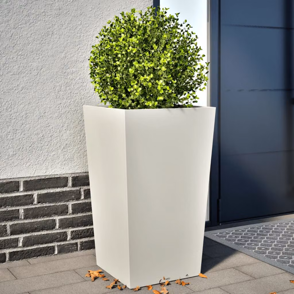 Set di 2 fioriere da giardino vidaXL in acciaio bianche, H 75 x L 45 x P 45 cm