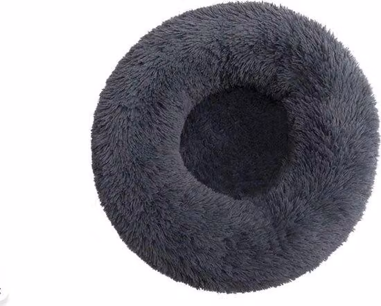 Cuccia per cani Famanu, realizzata in plastica, colore nero, diametro 60 cm, forma rotonda, particolarmente morbida
