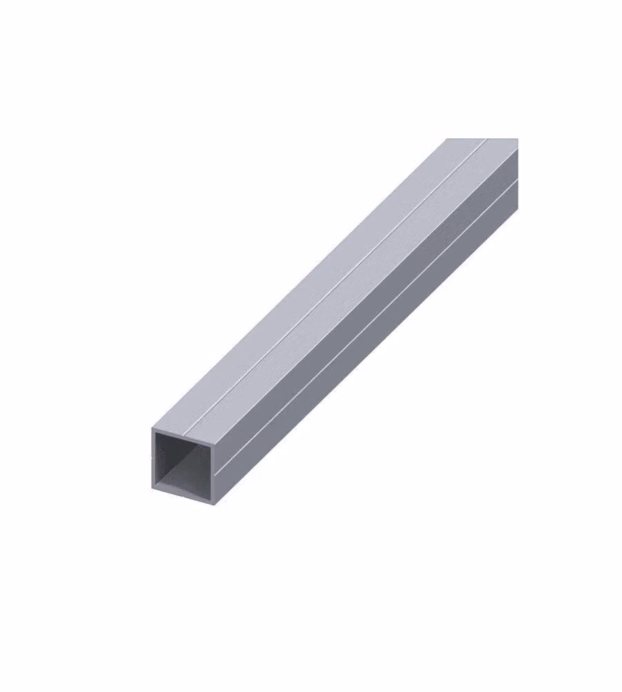 Tubo quadrato in alluminio Alfer colore argento, dimensioni 11,5 x 1,5 mm, lunghezza 1 m