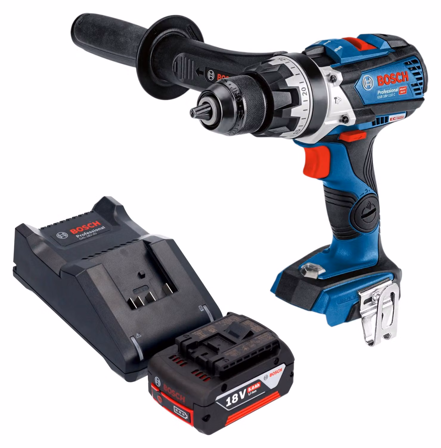 Avvitatore a percussione a batteria Bosch GSB 18V-110 C Professional 18 V 110 Nm Brushless + 1 batteria da 5,0 Ah + caricabatterie