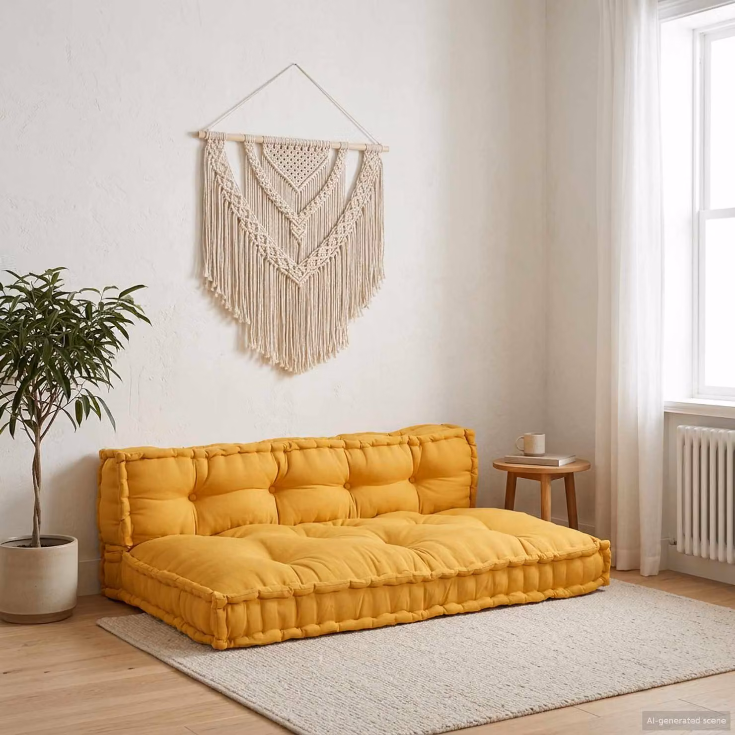 Set di 2 cuscini per divano pallet vidaXL in tessuto giallo, L/P/H: 120 x 80 x 38 cm