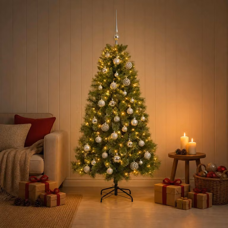 vidaXL Albero di Natale artificiale con palline 150 cm 150 LED