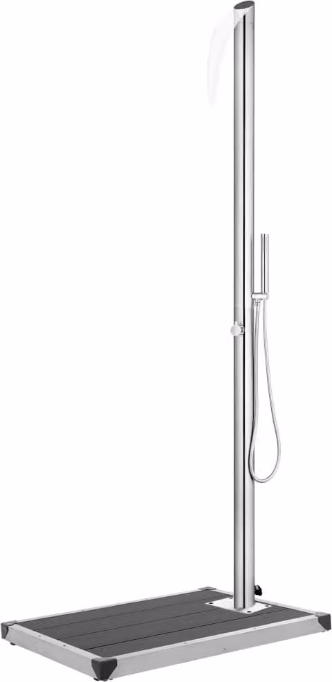 Maison Exclusive - Doccia da giardino con base grigia da 225 cm in acciaio inossidabile
