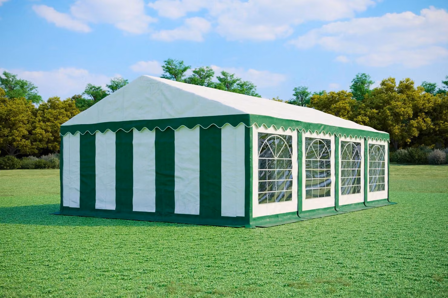 Tenda per eventi 5x8 metri, PVC, modello standard, 500 g/m² - Blu e bianca + OMAGGIO