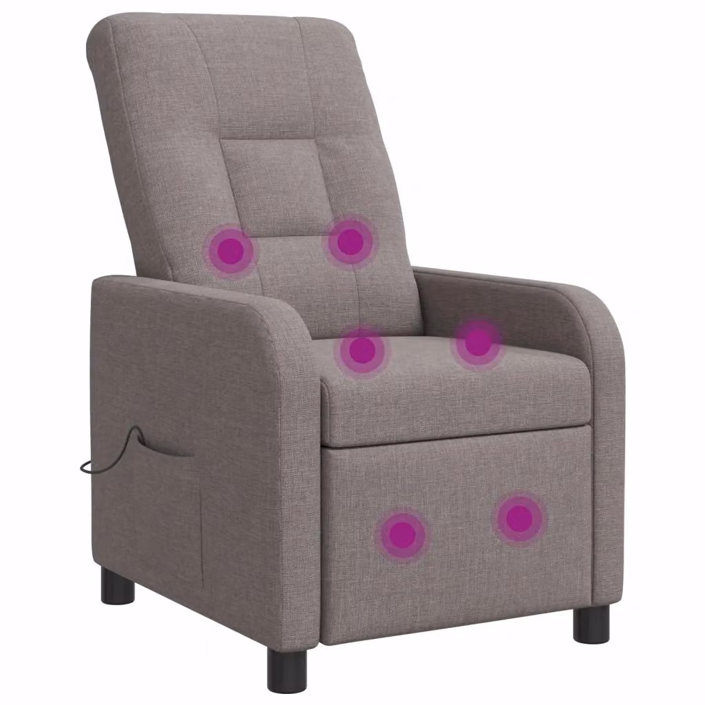 Poltrona Relax Recliner vidaXL in Tessuto Beige e Grigio con Braccioli e Imbottitura Mista – 2