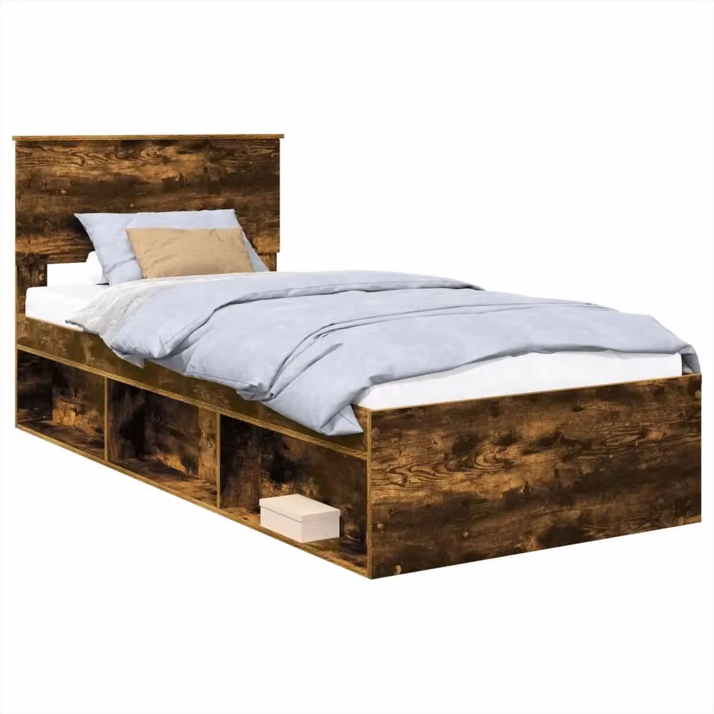 Struttura del letto con testiera vidaXL in legno Rovere fumé L: 100 cm, P: 200 cm – 2