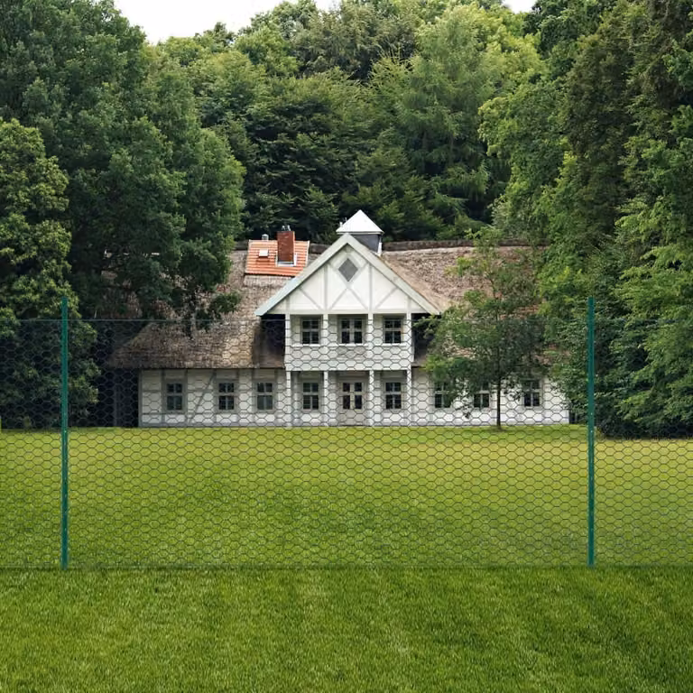Maison Exclusive - Recinzione in rete metallica con pali in acciaio, 25 x 1,5 m, verde