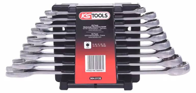 KS TOOLS ACCIAIO INOX Set di chiavi combinate angolate 9 pezzi - 964.0135