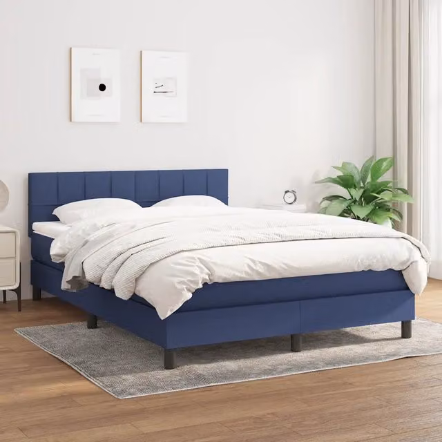 Letto Ibrido con Giroletto a Molle e Materasso vidaXL, Colore Blu e Bianco, L/P: 140 x 200 cm