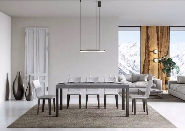 Tavolo allungabile Everyday ITAMOBY con telaio Antracite e piano Cemento, L: 200-460 cm, P: 90 cm