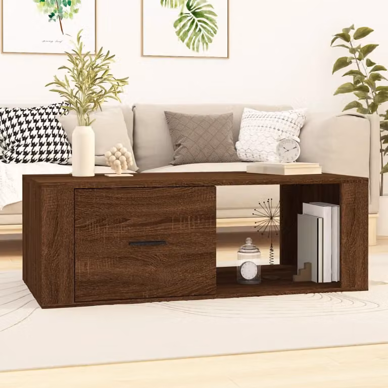 vidaXL Tavolino da Salotto Moderno in Legno Rovere Marrone L 100 cm x P 50,5 cm x H 35 cm