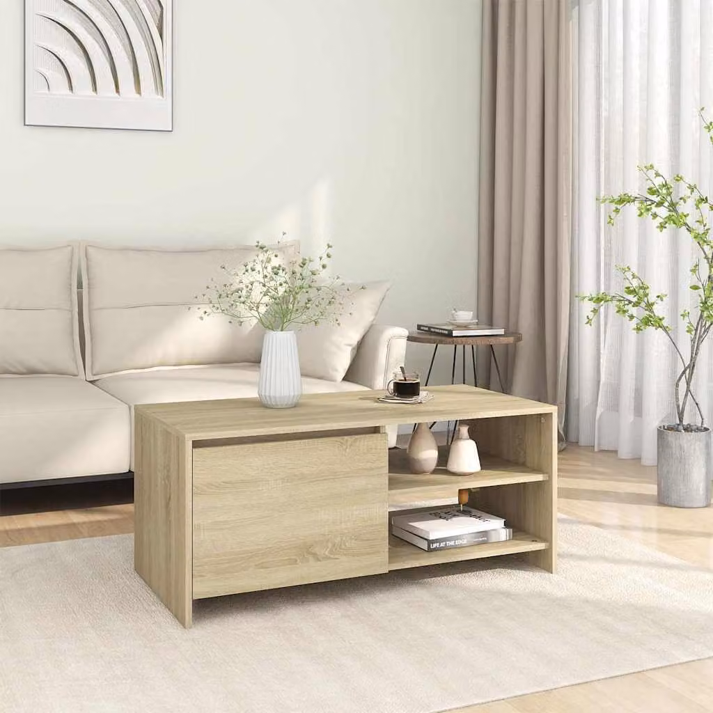 vidaXL Tavolino da Salotto Moderno in Legno Rovere Sonoma, L/P/H: 102 x 50 x 45 cm