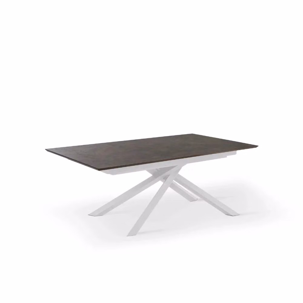 Tavolo da pranzo allungabile Ryder Duzzle in HPL effetto marmo astratto, colore marrone e bianco, L: 170-270 cm, P: 90 cm, H: 76 cm
