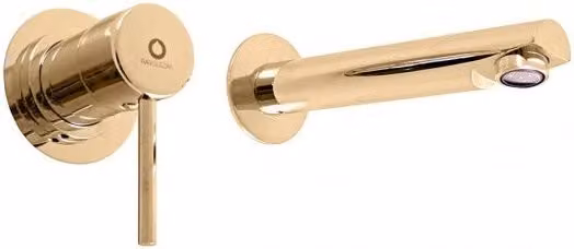 SEINA miscelatore lavabo incasso a parete in ottone dorato ⌀ 8cm