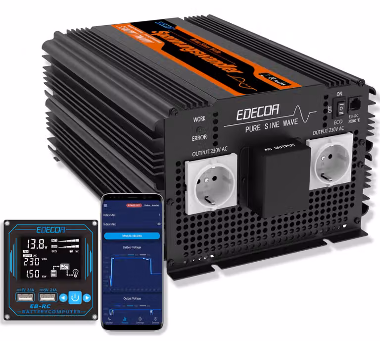 Inverter da 3500 W, onda sinusoidale pura - 12 Volt DC - 1 presa di corrente - Con telecomando
