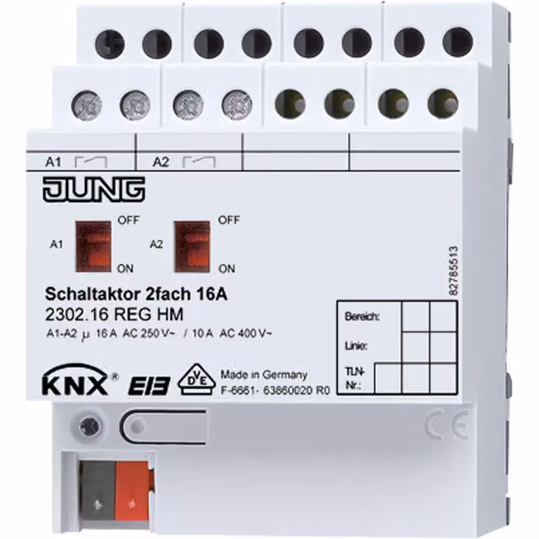 Attuatore di commutazione KNX 2 volte 16A 2302.16 REGHM