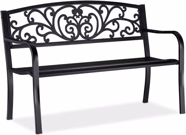 Panca da giardino vintage comoda 120 x 60 x 80 cm con cuscino morbido in metallo grigio 13_0004981