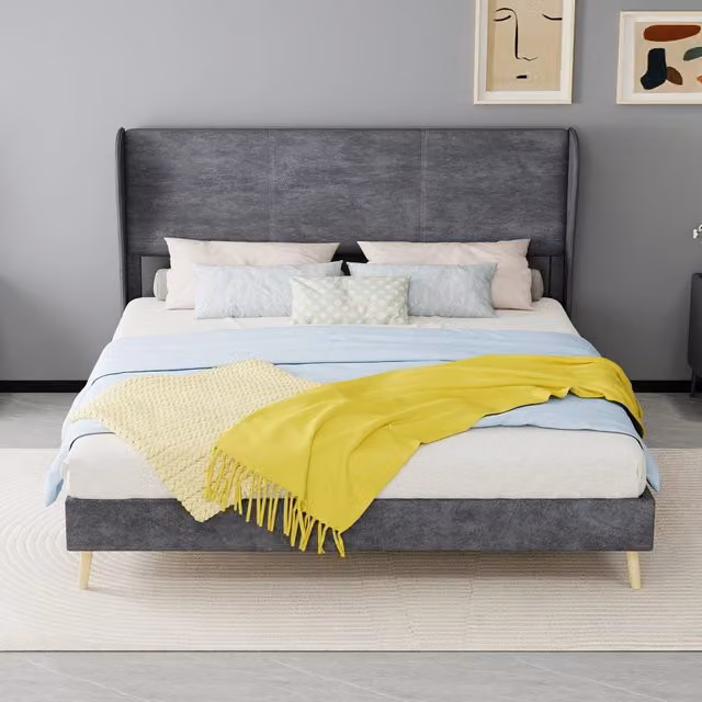 letto imbottito tessuto metallo grigio 160 x 200 cm