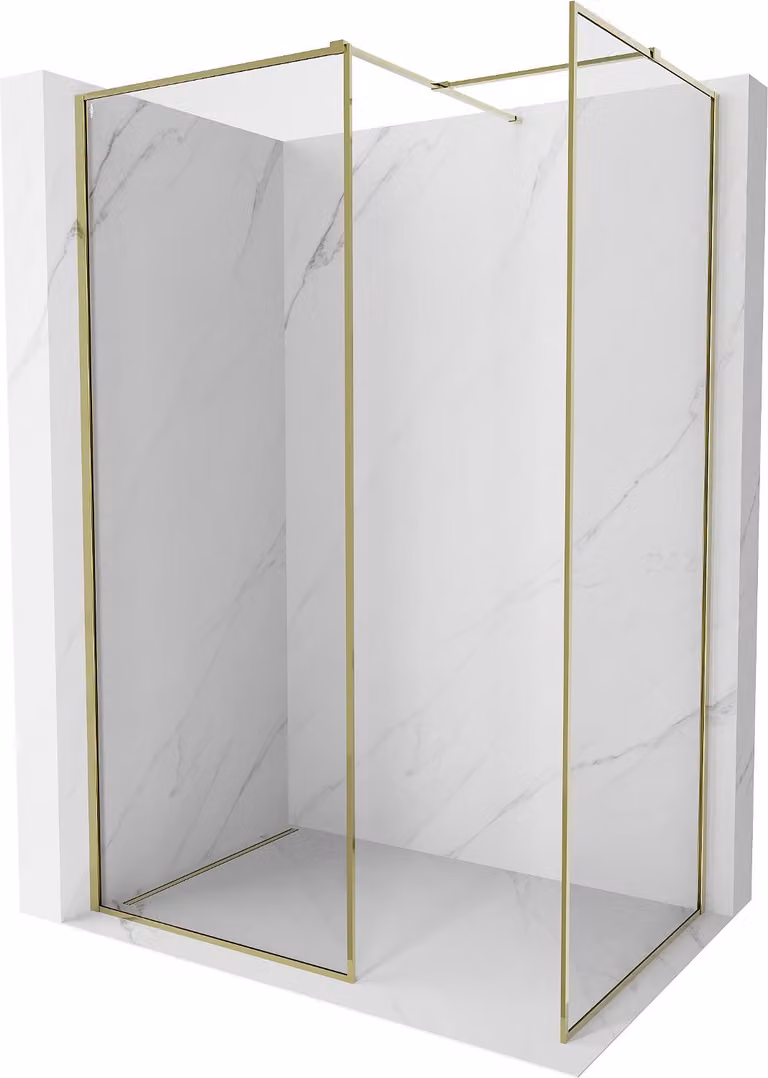 Mexen Kioto-F pannello doccia Walk-in con cornice 140 x 85 cm, trasparente 8 mm, oro - 800-140-202-04-50-085