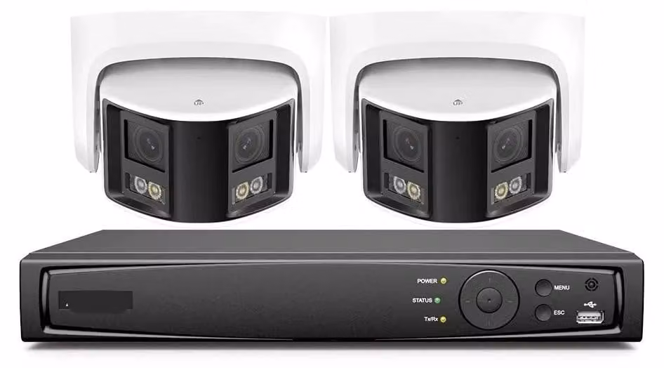 Sistema di videosorveglianza con 2 telecamere, registratore NVR a 8 canali, visione notturna e hard disk da 2T