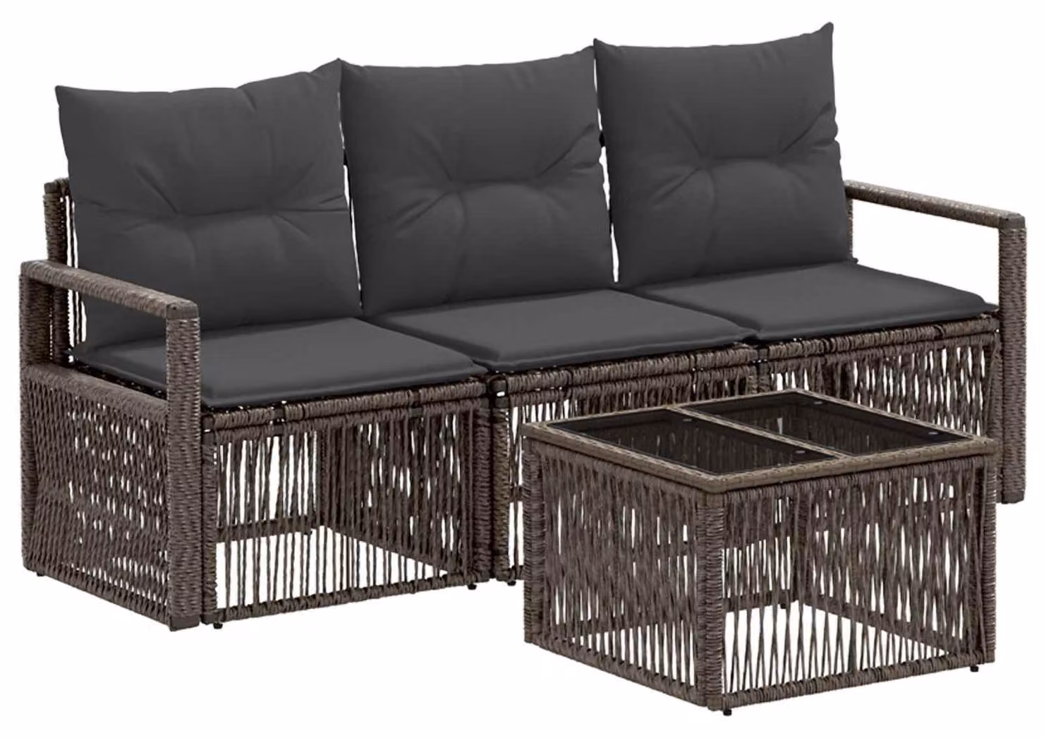 Set Divano da Giardino 4 pcs Grigio polyrattan