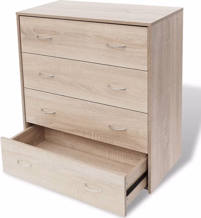 Credenza con 4 Cassetti 60x30,5x71 cm Colore Rovere