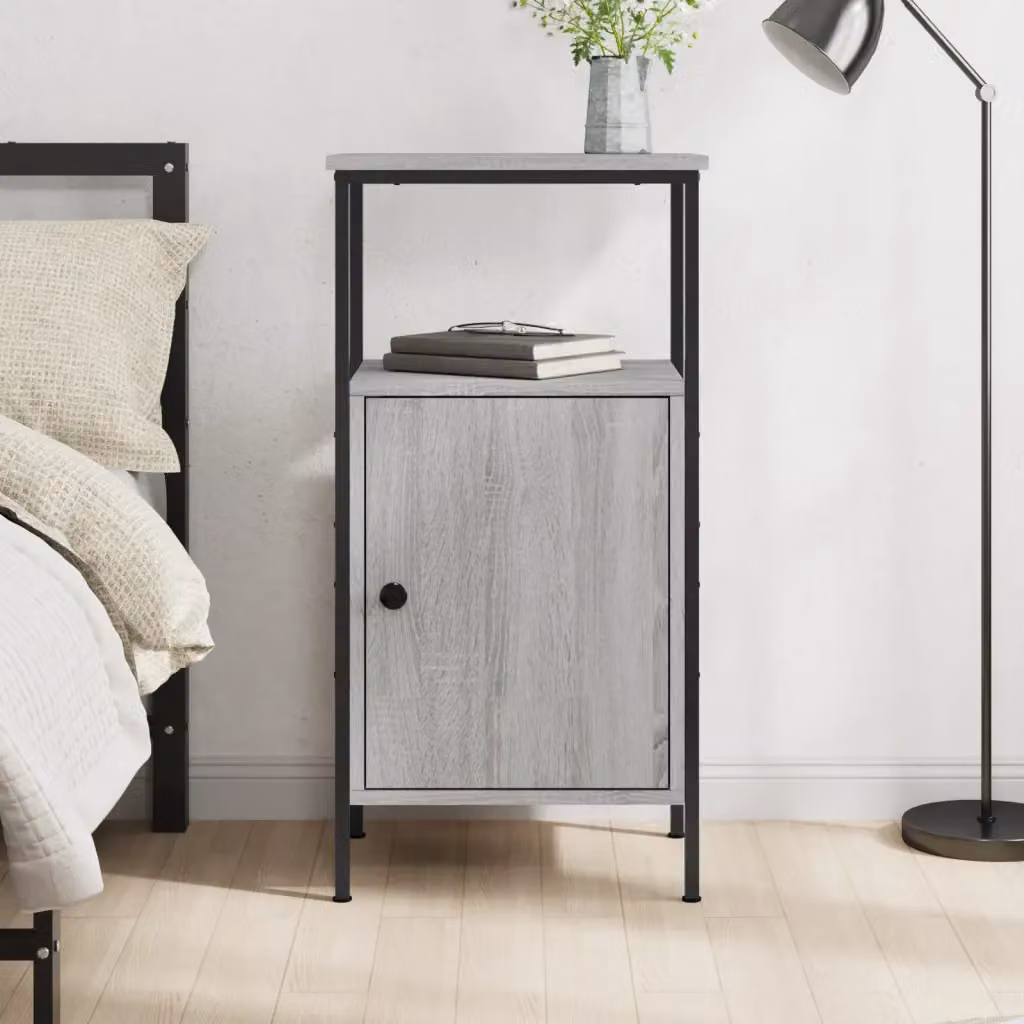 Comodino vidaXL in stile industriale Grigio Sonoma, L 41 cm x P 31 cm x H 80 cm