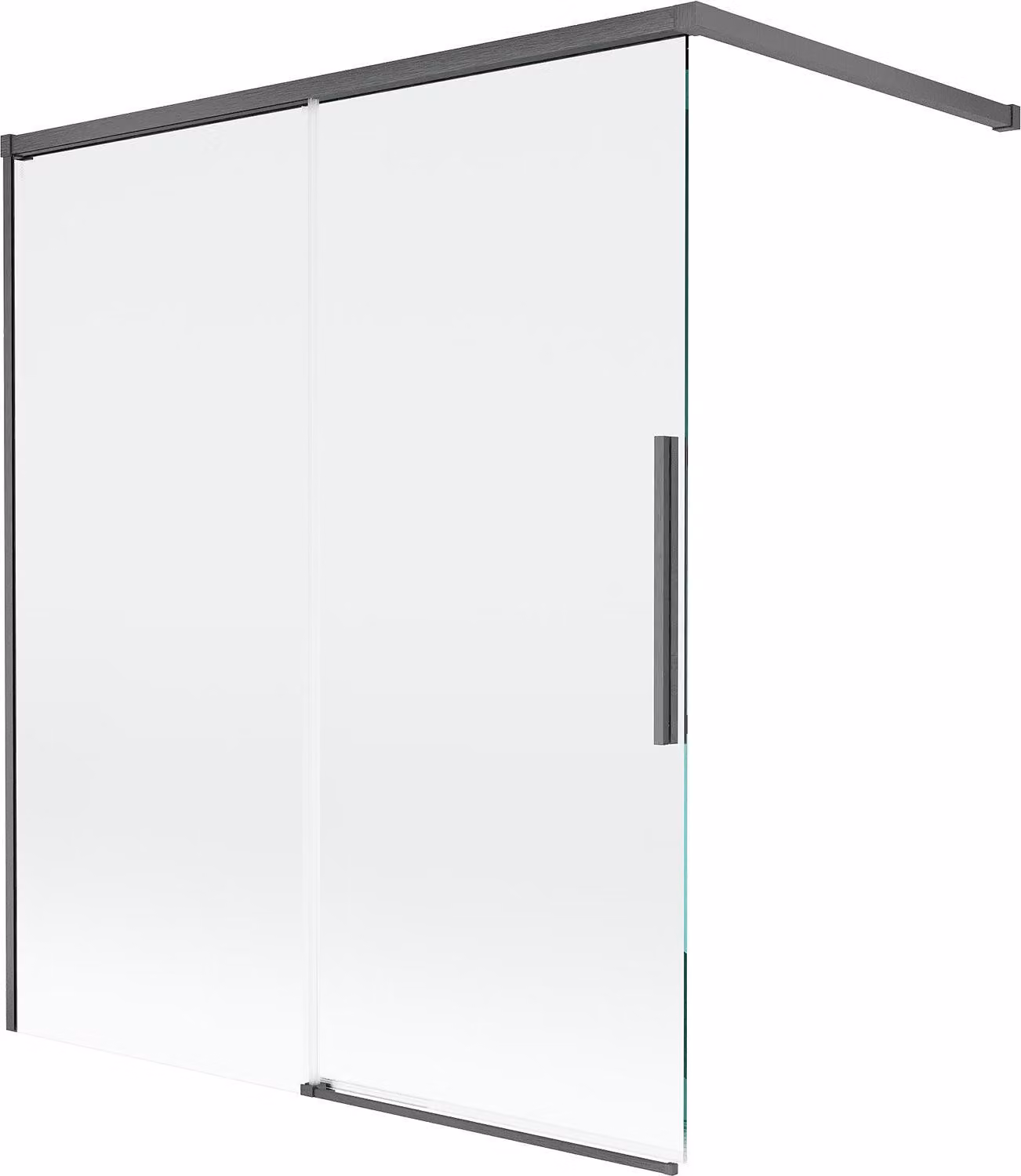 Mexen Rox paratia per vasca da bagno a 2 ante scorrevoli 140 x 150 cm, trasparente, grigio canna di fucile spazzolato