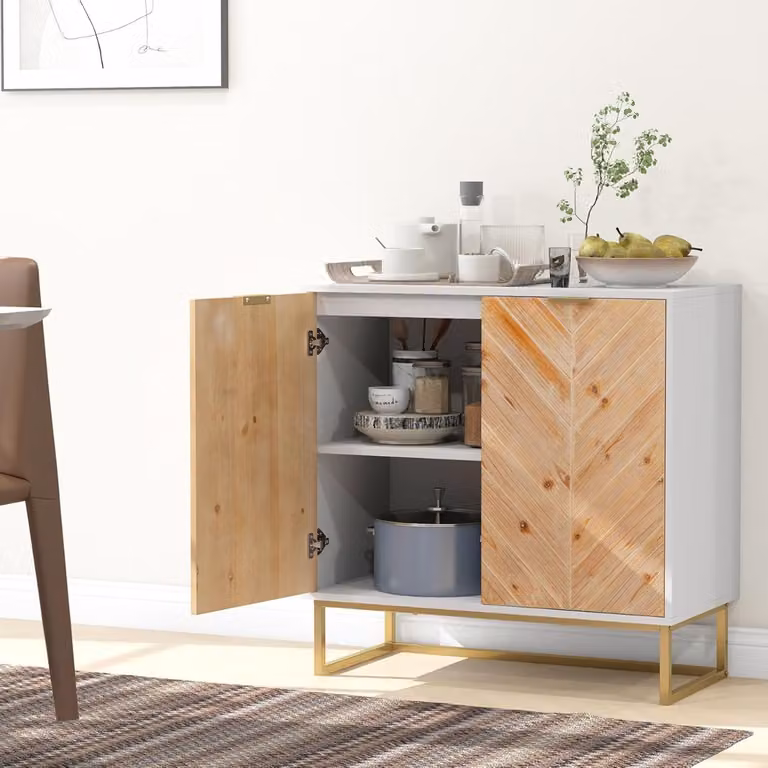 Credenza buffet Costway moderna in legno con ante e ripiano, colore bianco per il tuo soggiorno