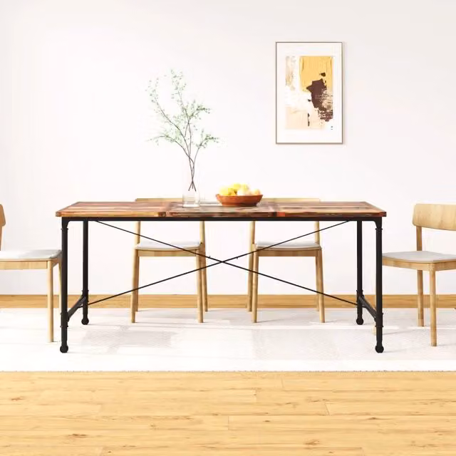 Tavolo da Pranzo Rettangolare in Legno Massello di Recupero Multicolore vidaXL L: 180 cm
