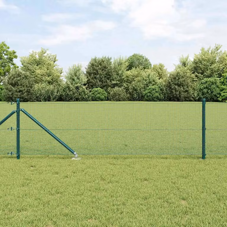 vidaXL Recinzione in rete saldata verde con rivestimento in PVC e pali per installazione nel terreno L: 50 m, H: 0,8 m